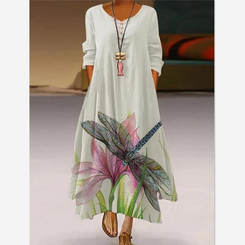 Women's Plus Size A Line Dress Floral V Neck Print Short Sleeve Fall Summer Casual Maxi long Dress Causal Daily Dress 4